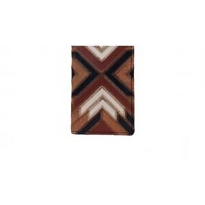 NEW HOOEY men's patchwork leather rodeo wallet in brown